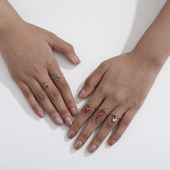 Chic 5 Pieces Colorful Crystal Fruits Rings Set