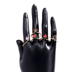 Chic 5 Pieces Colorful Crystal Fruits Rings Set