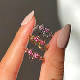 Chic Adjustable Crystal Floral Bowknot Ribbon Ring