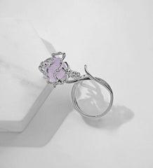 Chic Adjustable Purple Raw Crystal Rose Ring