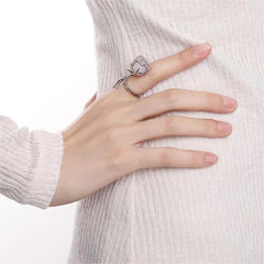 Chic Adjustable Purple Raw Crystal Rose Ring