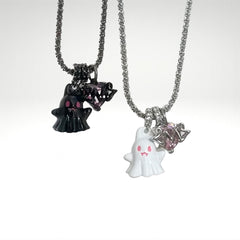 Chic Black and White Little Ghost Necklace