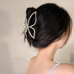 Chic Butterfly Pearl Chignon Claw Clip Hair Clip