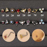 Chic Colorful CZ Inlaid Stainless Steel Angel Wings Heart Star Nose Piercing Nose Stud