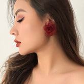 Chic Colorful Fabric Flower Stud Earrings