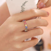 Chic Colorful Rainbow Rhinestone Ring