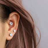 Chic Cubic Zirconia Helix Non Piercing Magnetic Stud Earring