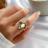 Chic CZ Inlaid 3 In 1 Pearl Charm Ring Set
