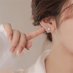 Chic CZ Inlaid Butterfly Pearl Earrings