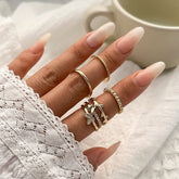 Chic CZ Inlaid Butterfly Ring Set