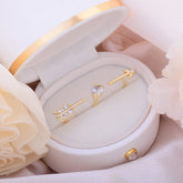 Chic CZ Inlaid Crystal Heart Arrow Of Love Double Ring Floral Ring Set