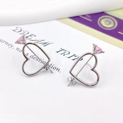 Chic CZ Inlaid Cupid Arrow Heart Earrings