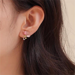 Chic CZ Inlaid Enamel Tulip Earrings