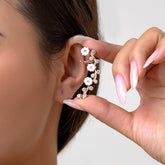 Chic CZ Inlaid Flower Ear Cuff Climber Crawler Wrap Stud Earring