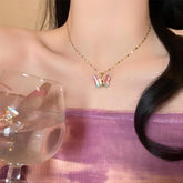 Chic CZ Inlaid Murano Butterfly Necklace