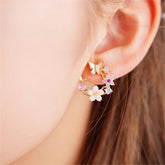 Chic CZ Inlaid Natural Pearl Shell Butterfly Floral Earrings