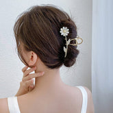 Chic CZ Inlaid Opal Daisy Flower Chignon Claw Clip Hair Clip