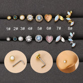 Chic CZ Inlaid Opal Floral Heart Nose Piercing Nose Stud