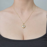 Chic CZ Inlaid Pink Crystal Heart Chain Necklace