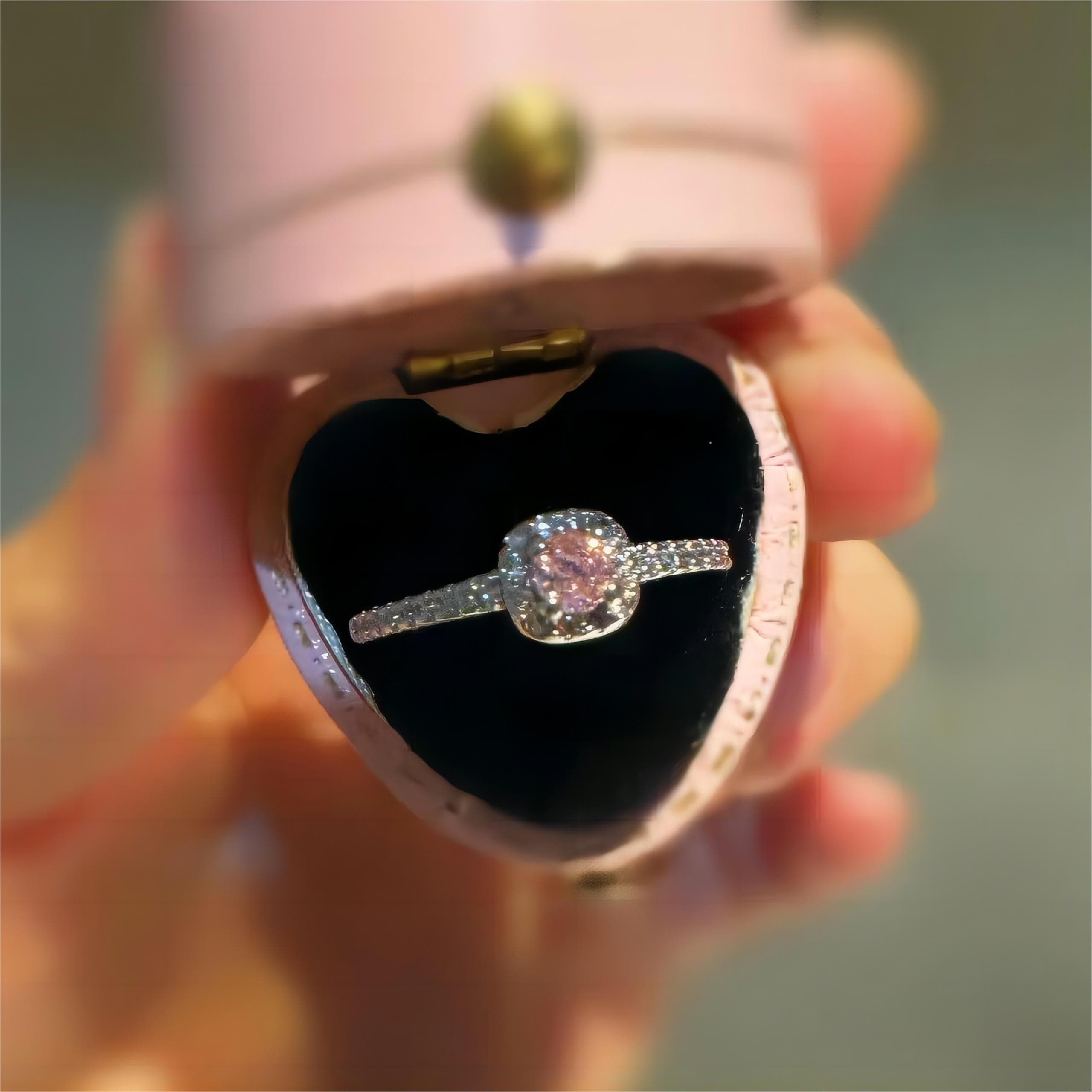 Chic CZ Inlaid Pink Rhinestone Crystal Ring