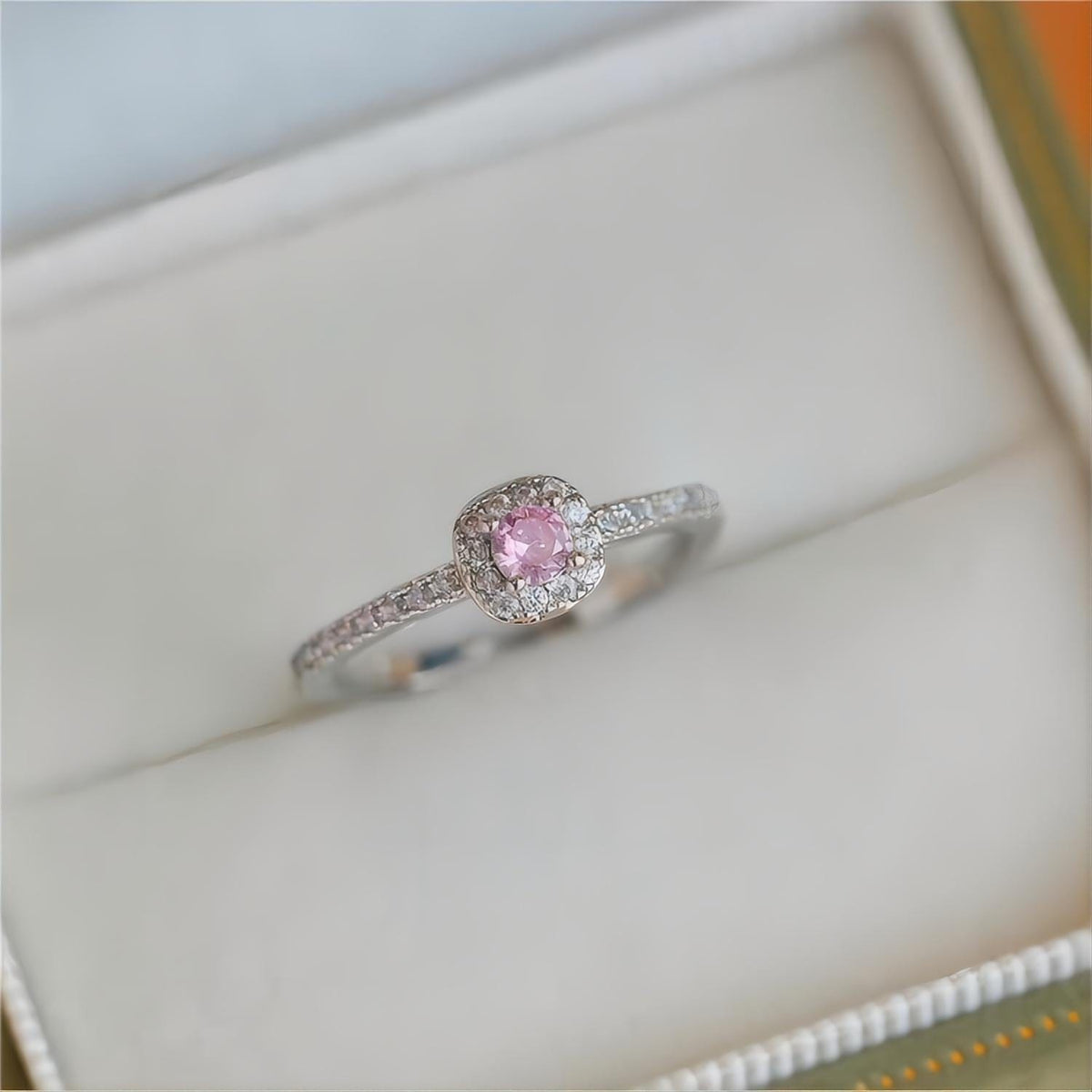 Chic CZ Inlaid Pink Rhinestone Crystal Ring