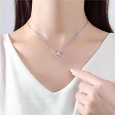 Chic CZ Inlaid Planet Dangle Heart Pendant Necklace