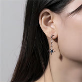 Chic CZ Inlaid Rhinestone Moon Phase Star Dangle Earrings