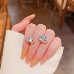 Chic CZ Inlaid Rhinestone Saturn Heart Earrings