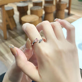 Chic CZ Inlaid Rose Heart Open Ring