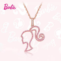 Chic CZ Inlaid S925 Sterling Silver Hollow Barbie Pendant Necklace