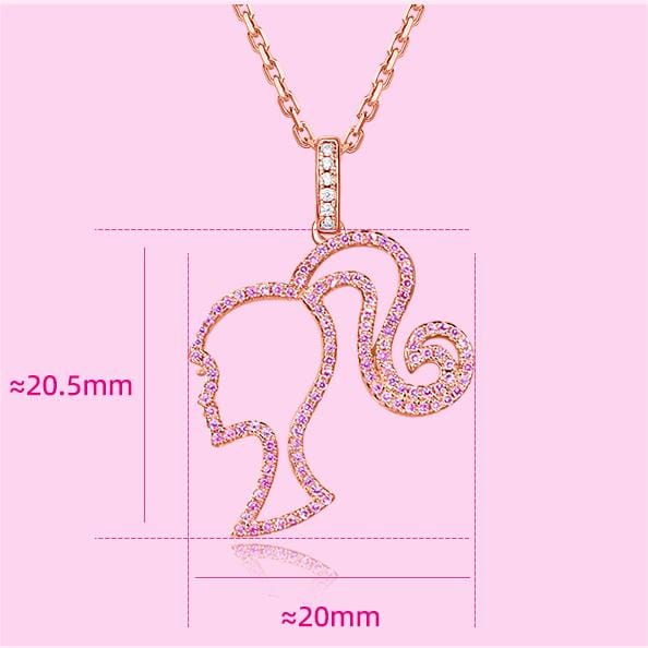 Chic CZ Inlaid S925 Sterling Silver Hollow Barbie Pendant Necklace