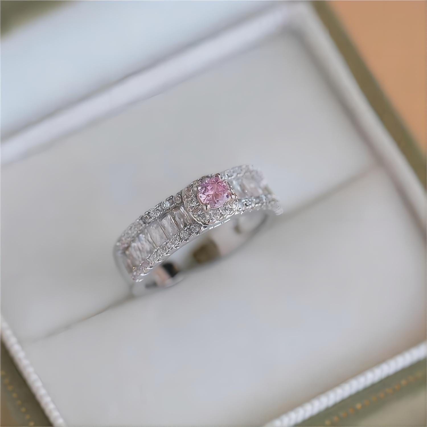 Chic CZ Inlaid Stackable Pink Crystal Ring