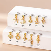 Chic CZ Inlaid Stainless Steel Floral Heart Nose Piercing Nose Stud
