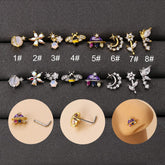 Chic CZ Inlaid UFO Moon Star Floral Nose Piercing Nose Stud