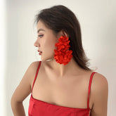 Chic Dangling Fabric Flower Earrings
