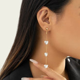 Chic Dangling Heart Pearl Chain Earrings