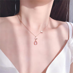 Chic Duo Enamel Butterfly Opal Pendant Necklace