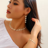 Chic Enamel Daisy Flower Necklace Earrings Bracelet Set