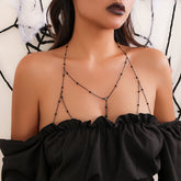 Chic Enamel Hollowed-Out Crystal Charm Ball Chain Bra