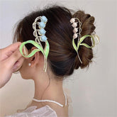 Chic Enamel Lily Of The Valley Chignon Claw Clip Hair Clip