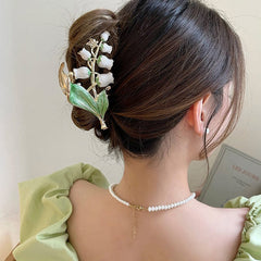 Chic Enamel Lily Of The Valley Hair Claw Clip