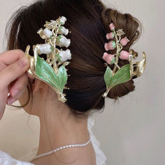 Chic Enamel Lily Of The Valley Hair Claw Clip