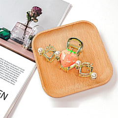 Chic Enamel Strawberry Heart Hair Claw Clip