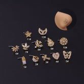 Chic Gold Silver Plated CZ Inlaid Stainless Steel Nose Piercing Nose Stud