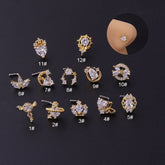 Chic Gold Silver Tone CZ Inlaid Stainless Steel Nose Piercing Nose Stud