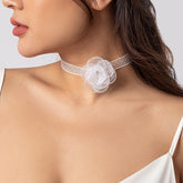 Chic Grenadine Flower Lace Collar Choker Necklace