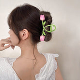 Chic Handmade Colorful Enamel Tulip Chignon Claw Clip Hair Clip