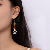 Chic Heart Leaf Butterfly Mushroom Charm Dangle Earrings