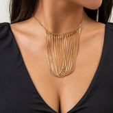 Chic Layered Chain Tassel Collar Choker Necklace