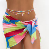 Chic Layered Colorful Enamel Flower Tassel Seed Beaded Waist Chain